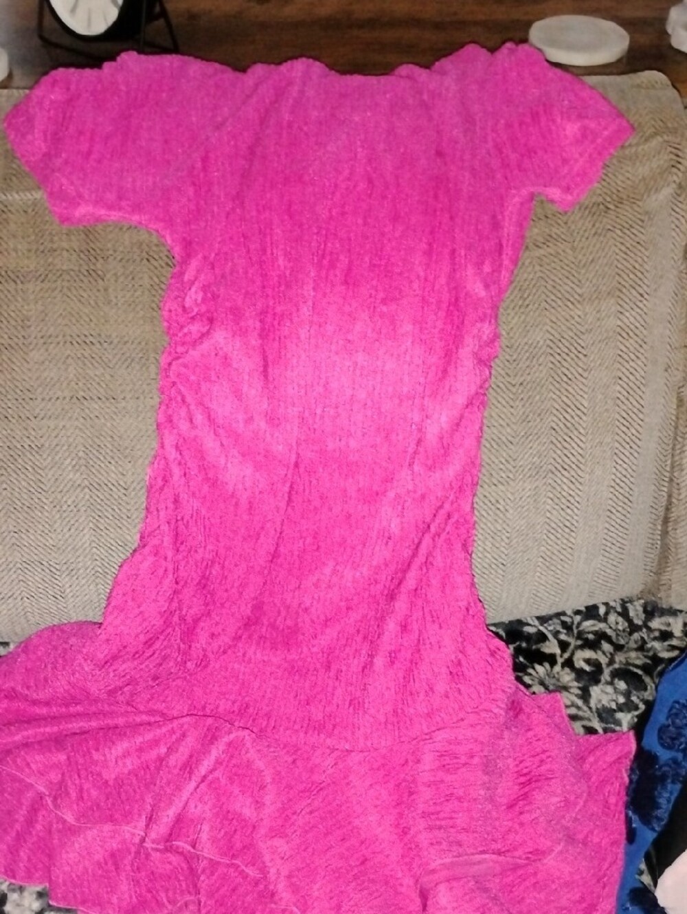 Womens Pink Ruffle Hem Knit Dress - Picture 3 of 7